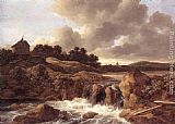 Jacob Van Ruisdael Famous Paintings - Landscape with Waterfall